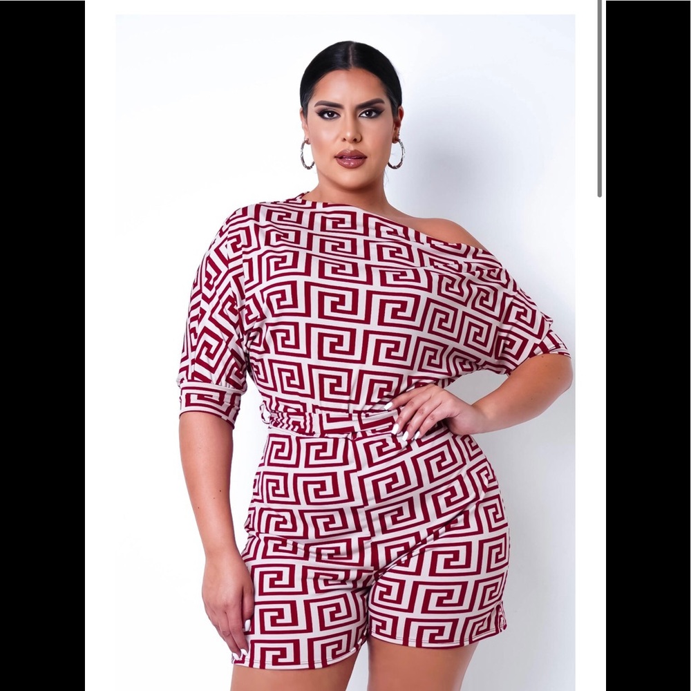 Plus Size Geometric Romper